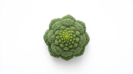 Fototapeta premium Top view of Romanesco broccoli isolated on a white surface, flat lay