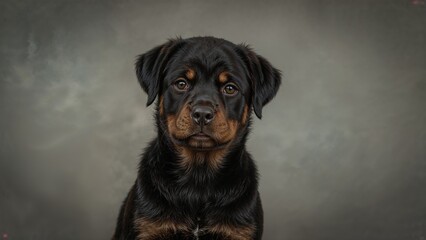 Obraz premium Rottweiler Displayed on a Stone Textured Gray Surface