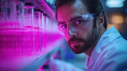 Researcher Analyzing Cell Cultures in Modern Laboratory Setting