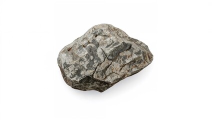 Isolated rock positioned on a white background