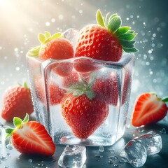 strawberry in ice