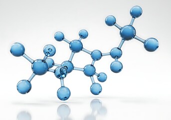 Fototapeta premium Detailed 3D Render of a Blue Molecule Structure, Scientific Visualization