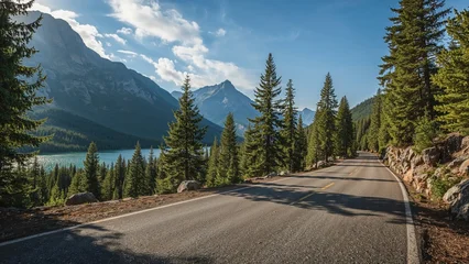 Wandcirkels Pantone 2025 Mocha Mousse Rugged terrain with mountain backdrop and clear blue sky  © AIArtistry