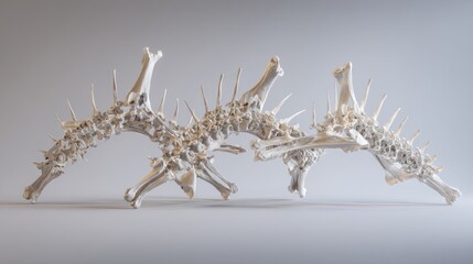 Intricate patterns: three-dimensional bone structure on a light gradient background