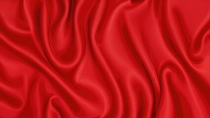 Obraz premium Elegant red fabric with wavy patterns and a silky sheen, suitable for celebratory and romantic themes.