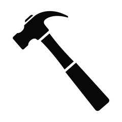 Black silhouette of a claw hammer on a white background tool hand tool