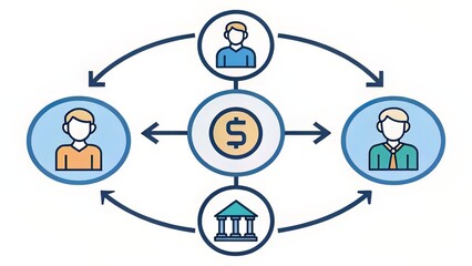 Collaborative finance icon with user loop, ideal for decentralized operations or shared resource systems.