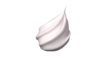 Whipped cream dollop on transparent background ready for dessert