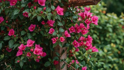 Pink-flowered vine entwined near the roadside, featuring Bridal Veil and Ivy blossoms