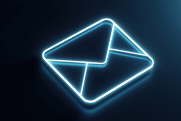 Neon Email Icon Against Dark Background Symbolizing Modern Digital Communication and Electronic Messaging