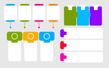 Infographic template shows rectangular blocks circles with blank writing spaces.