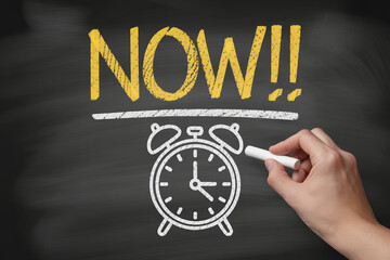 Time is of the Essence Seize the Moment and Act Now Chalkboard Reminder Urging Immediate Action and Promptness