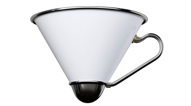 Cone shaped coffee filter with metallic handle for brewing