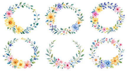 Set of colorful floral elements