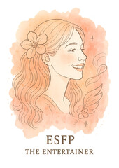 ESFP – The Entertainer | Watercolor Ink Portrait Illustration

