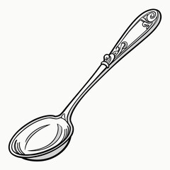 Elegant antique silver spoon with ornate decorative handle and polished bowl