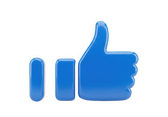 Fototapeta premium Glossy Blue Thumbs Up Icon Against a White Background