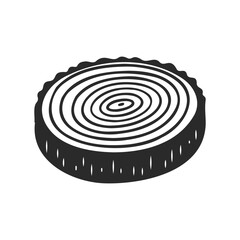 Black and white tree ring illustration with concentric circles
