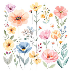 Colorful spring flowers, seamless background with flowers
