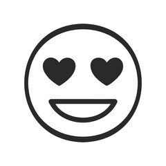 Black and white smiley face with heart eyes emoji expression