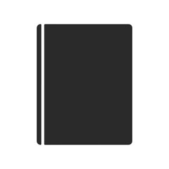 Fototapeta premium Minimalist black notebook with rounded edges on white background