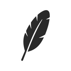 Black silhouette of a feather on white background