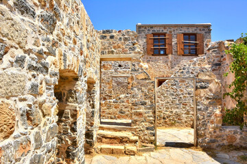 The abandoned old  buildings leper station  on the island of Spinalonga. It was used as a leper colony from 1903 to 1957.