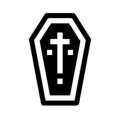Obraz premium Black coffin with cross symbol in minimalist style 