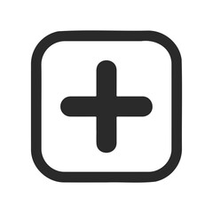 Obraz premium Minimalist black plus sign icon in square frame on white background