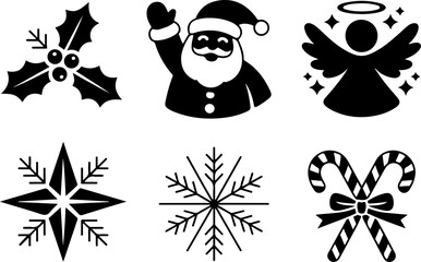 Christmas silhouette icons Holly Charm Santa Wave Halo Star Frost Charm Box Joy and candy canes