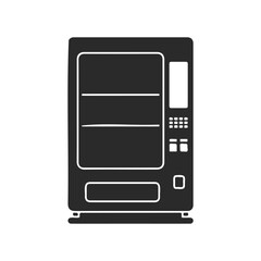 Silhouette of a vending machine with minimalist design on white background