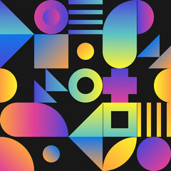 Minimalistic  pattern. Retro Futuristic design with gradients and noise.