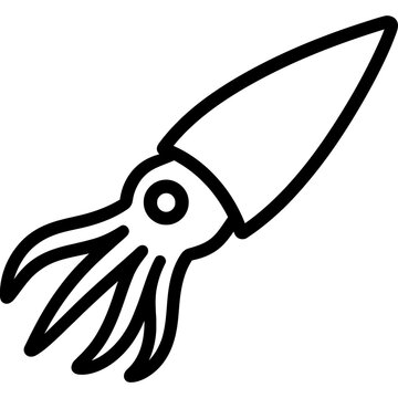 Belemnite fossil bullet shape outline icon vector