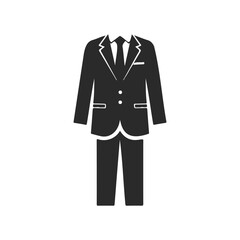 Black formal suit icon vector illustration in minimalist design