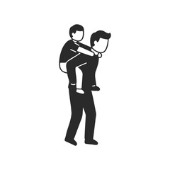 Fototapeta premium Silhouette of adult male giving child piggyback ride