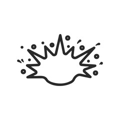 Black and white comic style explosion icon with dots and lines
