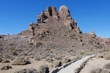 Fels an der Felsformation Roques de García im Hochland Las Cañadas auf Teneriffa
