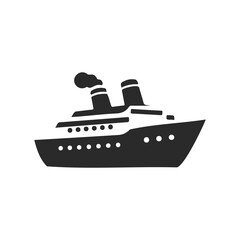 Obraz premium Minimalist black cruise ship icon with white background