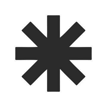 Black asterisk symbol on white background for graphic design and typography