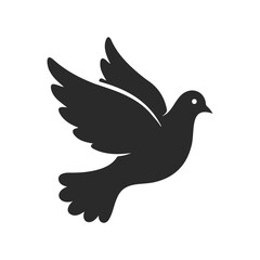 Obraz premium Silhouette of a flying dove on white background