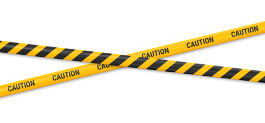 Warning tapes. Yelow and black danger lines. PNG 