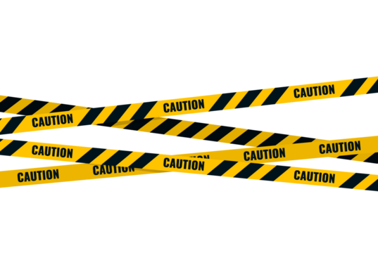 Warning tapes. Yelow and black danger lines. PNG 