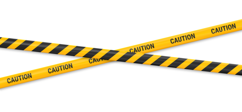 Warning tapes. Yelow and black danger lines. PNG 