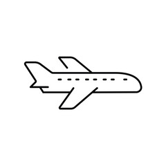 Vector line icon of a plane during a flight