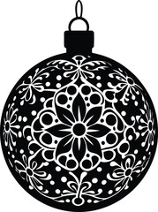 Fototapeta premium Elegant black and white christmas ornament silhouette vector design