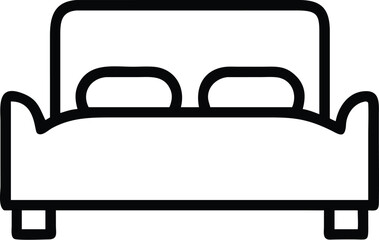 Minimalist line art icon representing a modern bed perfect for web and print design