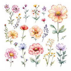 Seamless pattern with flowers, Spring flowers background, Flower clipart, set of tulips