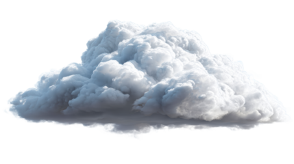 Fluffy white cloud with soft edges on transparent background
