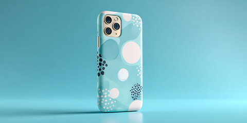 Blue and white patterned phone case with camera cutout modern smartphone accessory design


