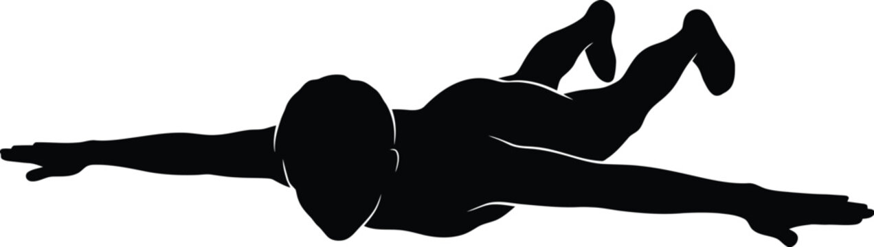Vector art of silhouette of a superhero flying in the sky, a symbol of freedom, power, and courage, embodying the spirit of adventure and achievement